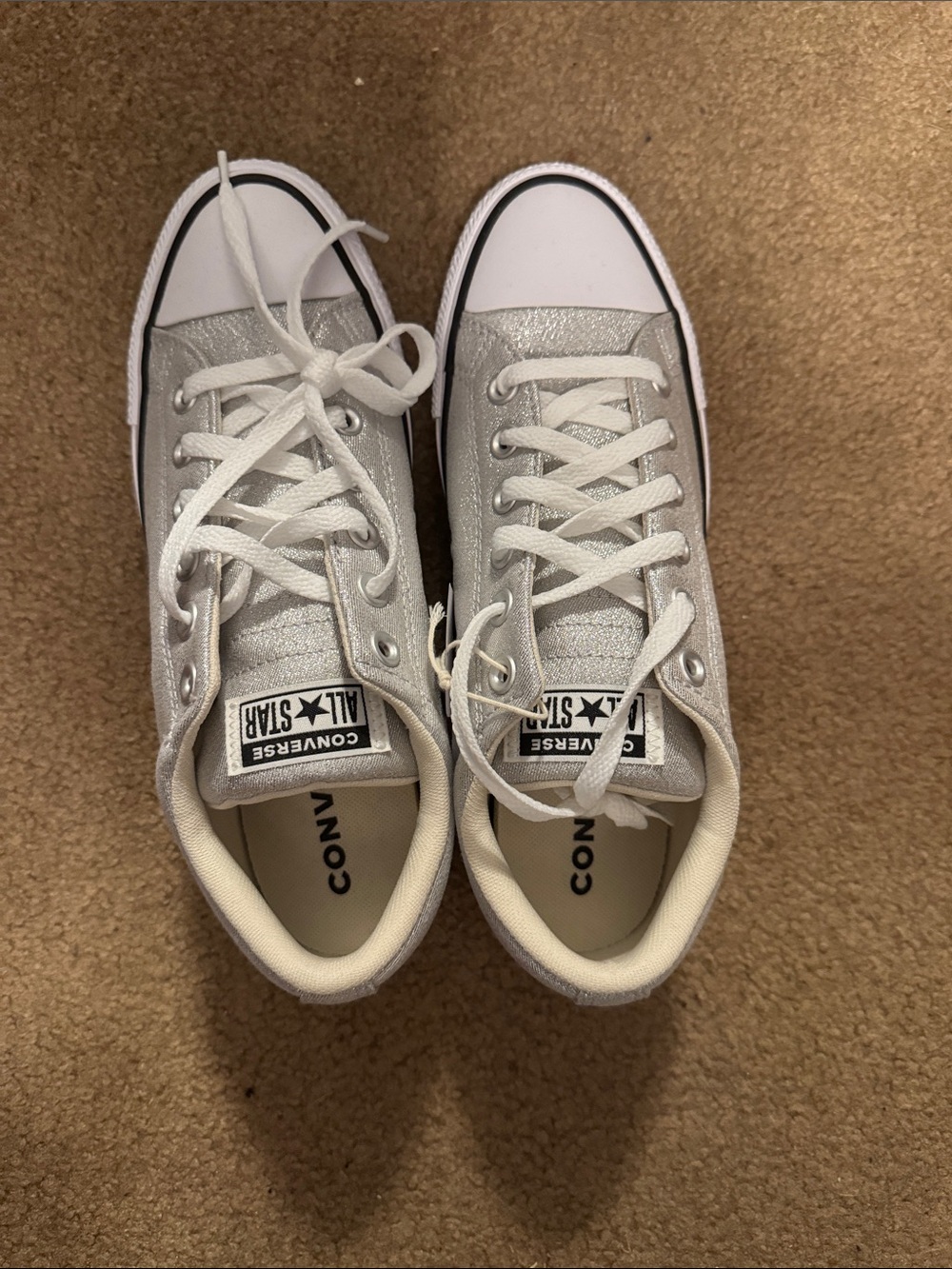Converse All Star Low Top Sneakers in Silver NWT